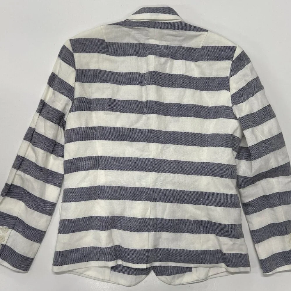Banana‎ Republic Blazer Womens Sz 4 Gray Stripe NWT Linen Blend Career Work
